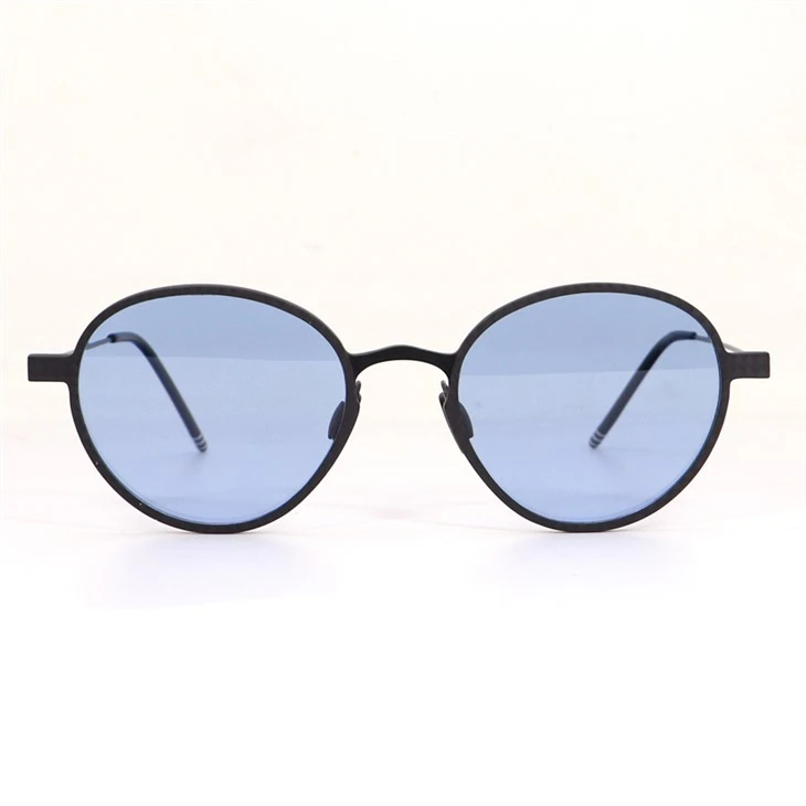 unisex retro round carbon fiber sunglasses, blue polarized UV400 lenses, visible carbon weave rim